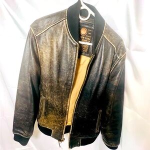 Andrew Marc distressed leather bomber.